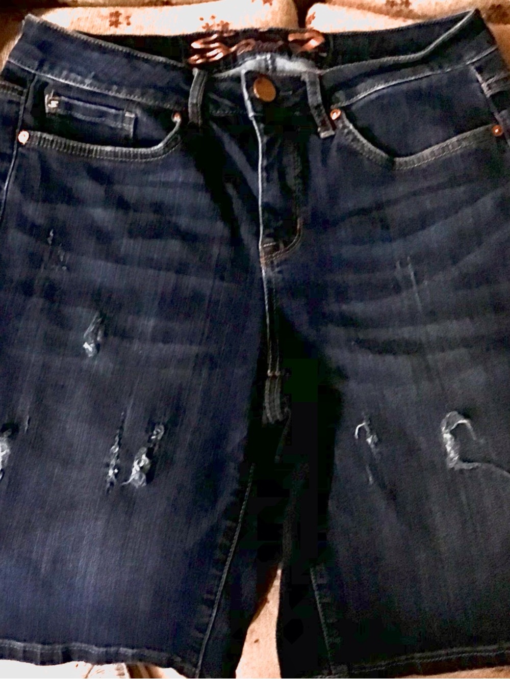 Seven7 Womens Navy Blue Jeans with Copper Accent